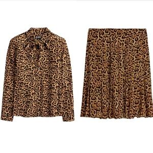J. Crew Leopard Print Matching Skirt Set NWT XS/6
